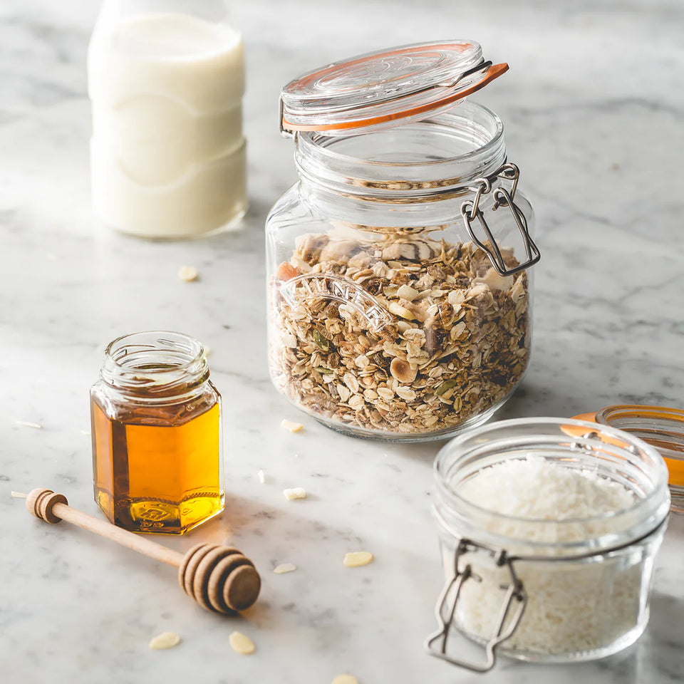 Quadratisches Bügelverschluss-Glas 1 L