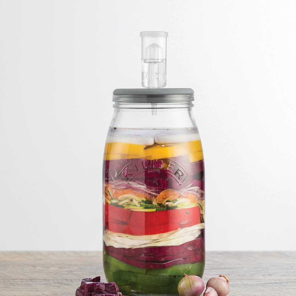 Fermentier-Set groß, Einmachglas mit Silikonventil, 3 Liter 1